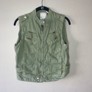 Green Utility Vest Anthro Medium Tribal Print M